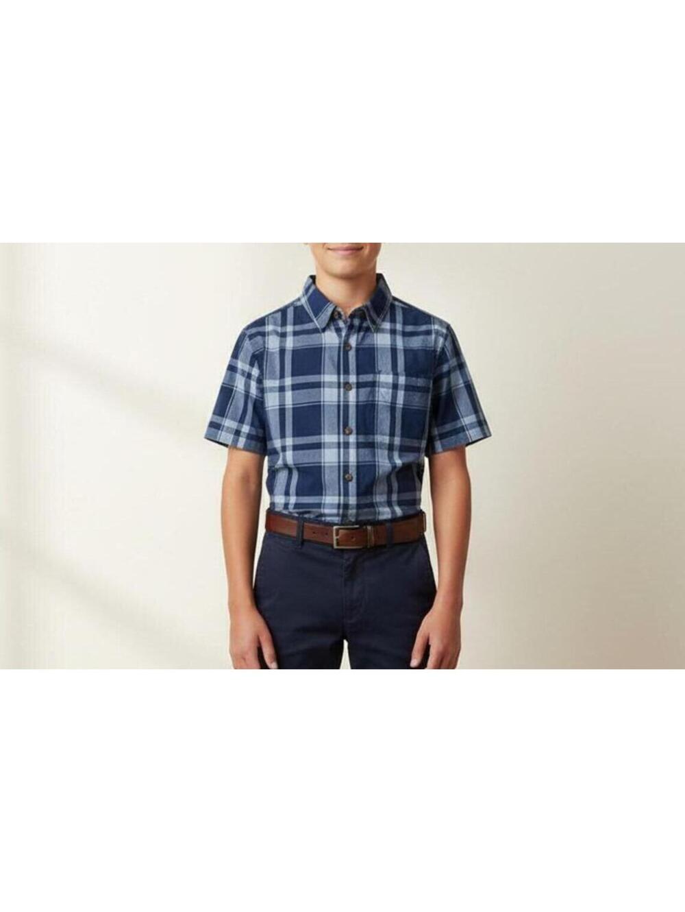 TOP BOYS Sonoma Blue Plaid Button Up Size XL